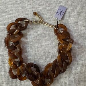 Chunky Brown Tortoise Chain Necklace by sequin